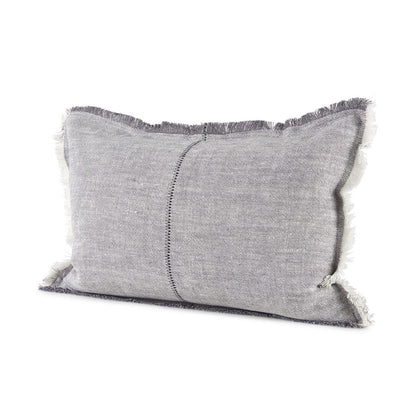 Light Gray Fringed Lumbar Throw Pillow Cover FurniFindUSA