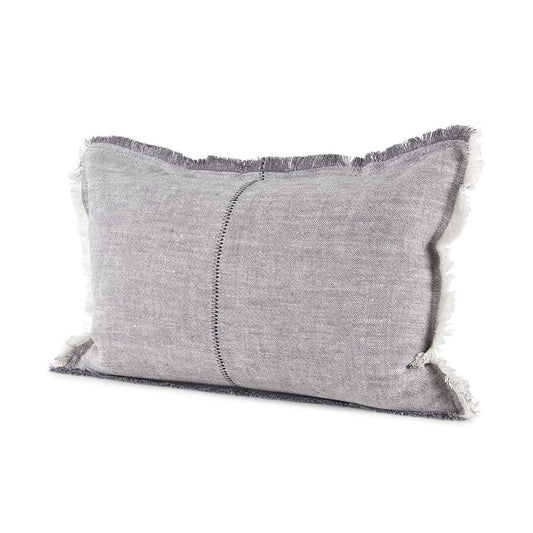 Light Gray Fringed Lumbar Throw Pillow Cover FurniFindUSA
