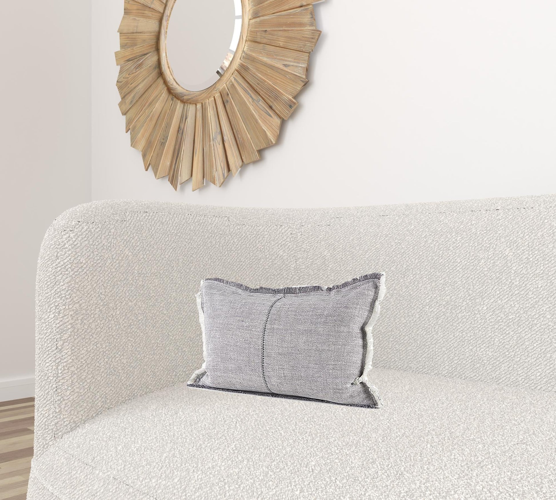 Light Gray Fringed Lumbar Throw Pillow Cover FurniFindUSA