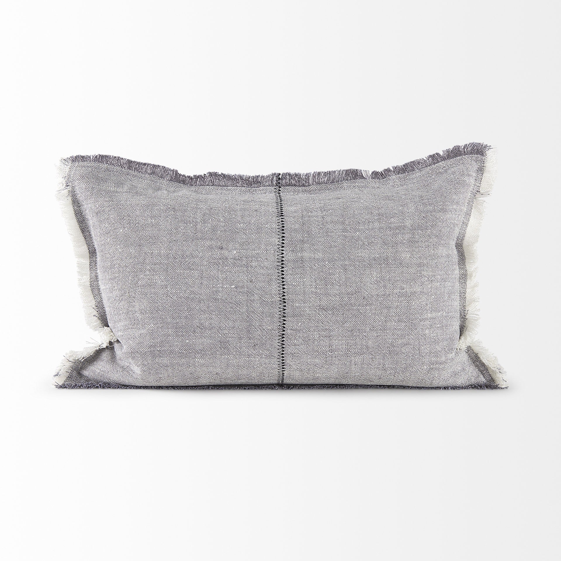 Light Gray Fringed Lumbar Throw Pillow Cover FurniFindUSA
