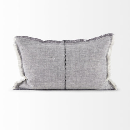 Light Gray Fringed Lumbar Throw Pillow Cover FurniFindUSA