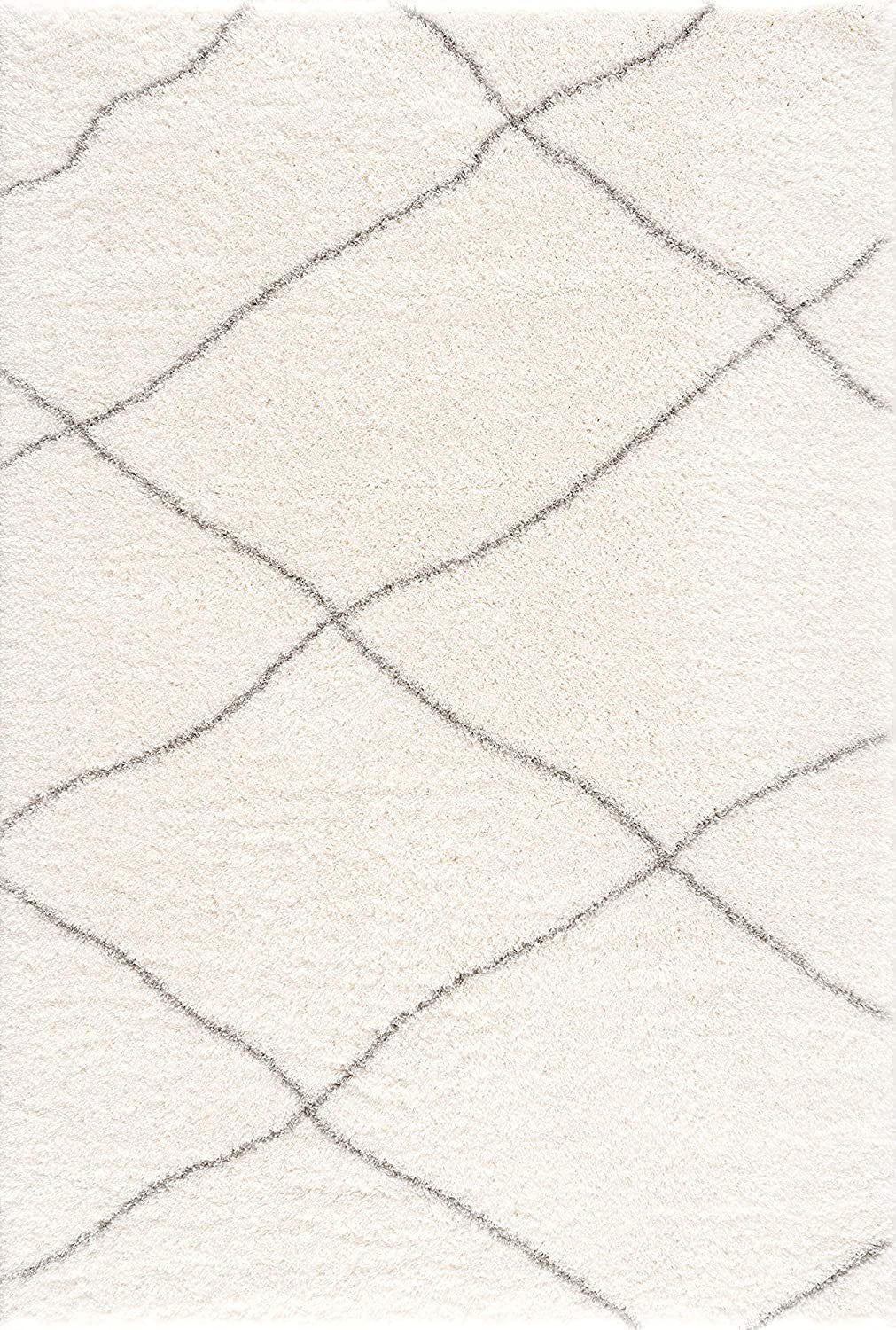 4' X 6' Ivory Modern Uneven Lattice Area Rug - 45.0" (H) x 69.0" (W) x 1.6" (D)