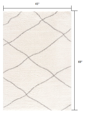 4' X 6' Ivory Modern Uneven Lattice Area Rug - 45.0" (H) x 69.0" (W) x 1.6" (D)