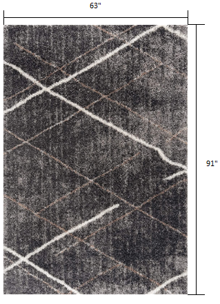 3' X 5' Gray Modern Distressed Lines Area Rug