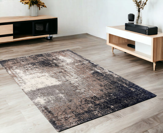 4' X 6' Ivory And Navy Retro Modern Area Rug - 45.0" (H) x 69.0" (W) x 1.6" (D)