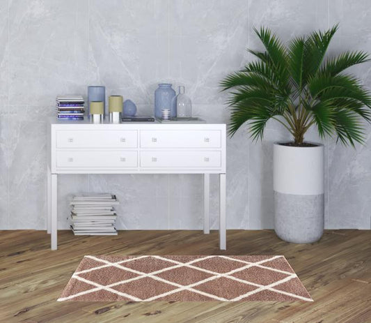 3' X 5' Beige Geometric Area Rug