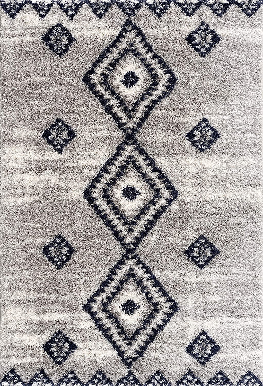 4’ X 6’ Gray And Navy Boho Chic Area Rug