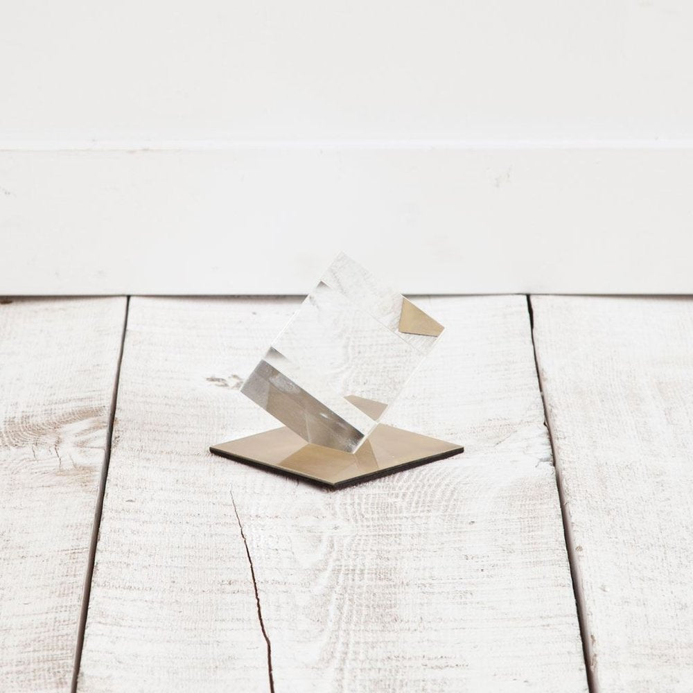 5" Optical Glass Cube And Gold Sculpture HomeRoots