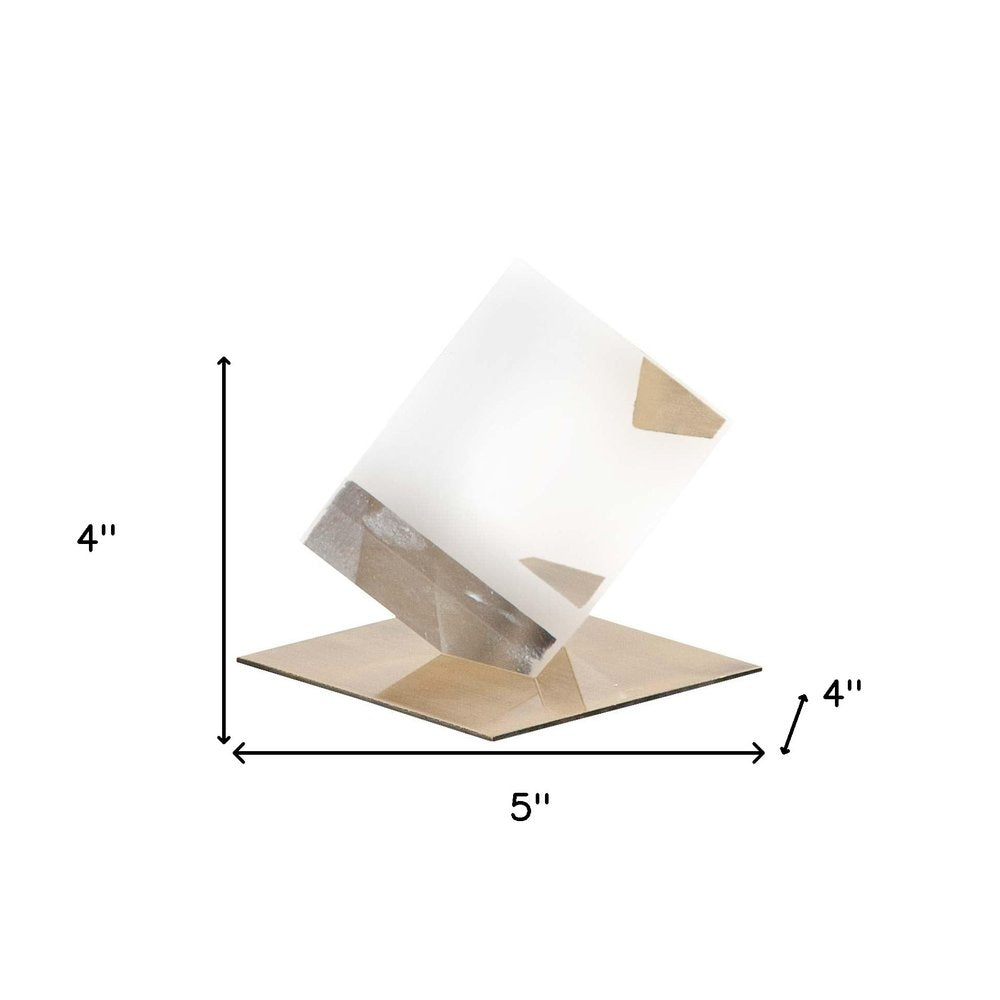 5" Optical Glass Cube And Gold Sculpture HomeRoots