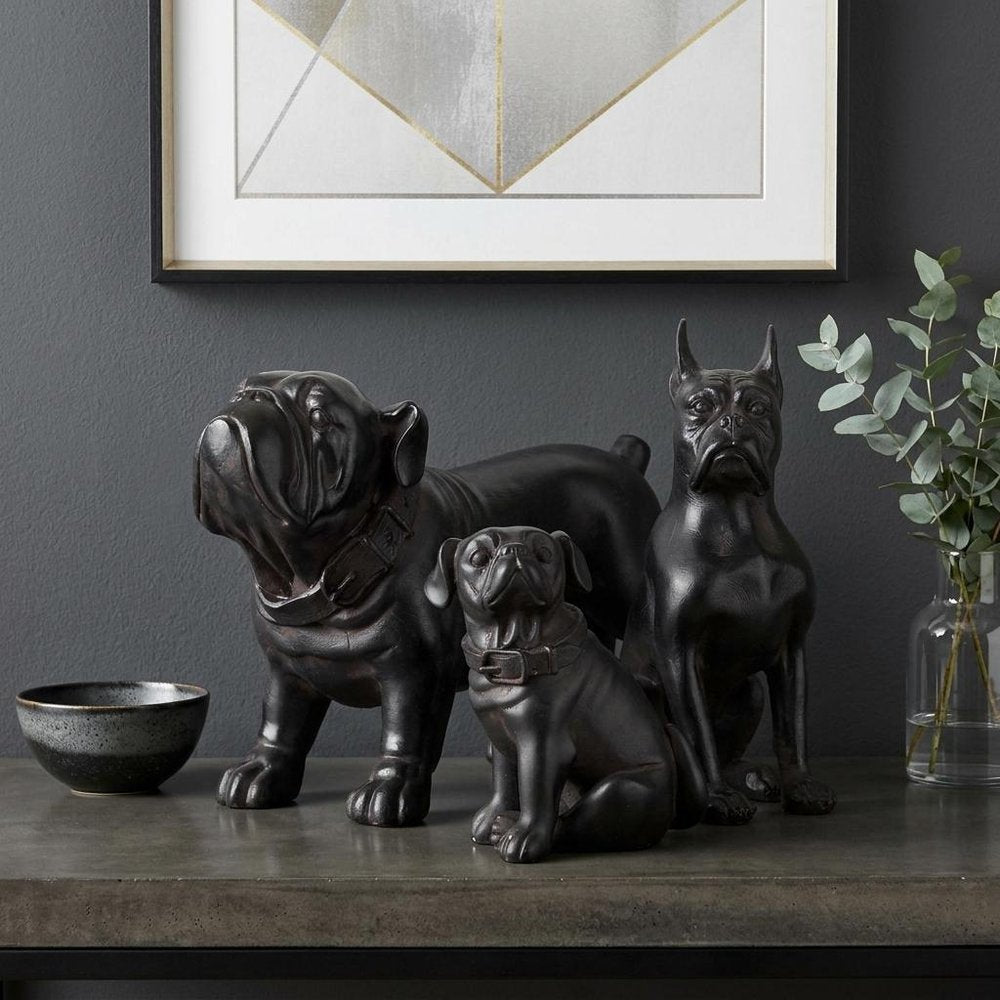 8" Black Polyresin Dog Tabletop Sculpture HomeRoots