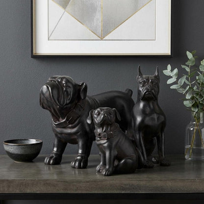 8" Black Polyresin Dog Tabletop Sculpture HomeRoots