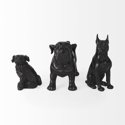 8" Black Polyresin Dog Tabletop Sculpture