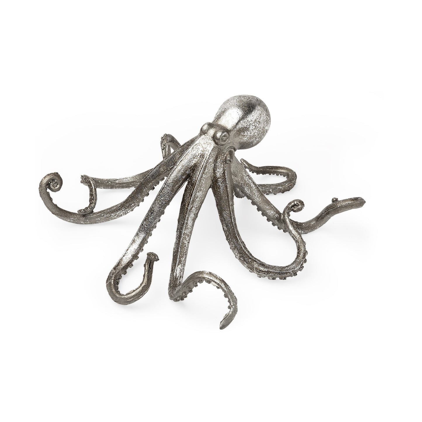 12" Antiqued Silver Resin Octopus Tabletop Sculpture