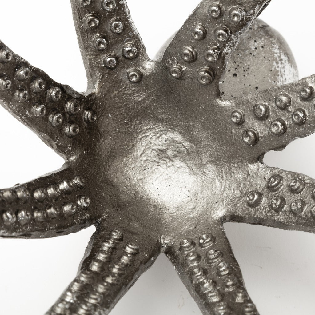 12" Antiqued Silver Resin Octopus Tabletop Sculpture