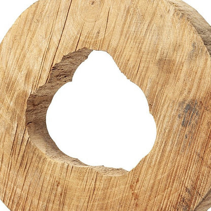 19" Brown and Black Wood Log Cross Section Tabletop Sculpture HomeRoots
