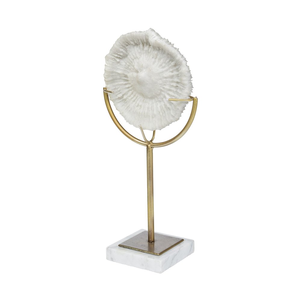 15" Gold and White Metal and Resin Tabletop Sculpture HomeRoots