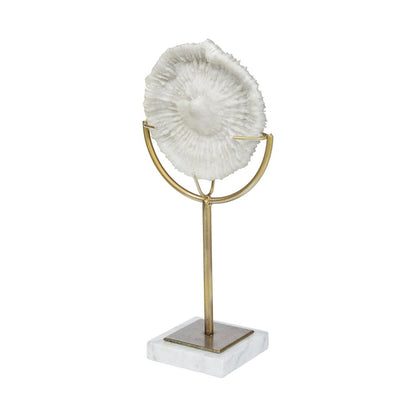 15" Gold and White Metal and Resin Tabletop Sculpture HomeRoots