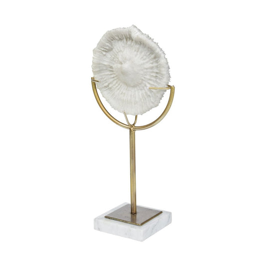 15" Gold and White Metal and Resin Tabletop Sculpture HomeRoots