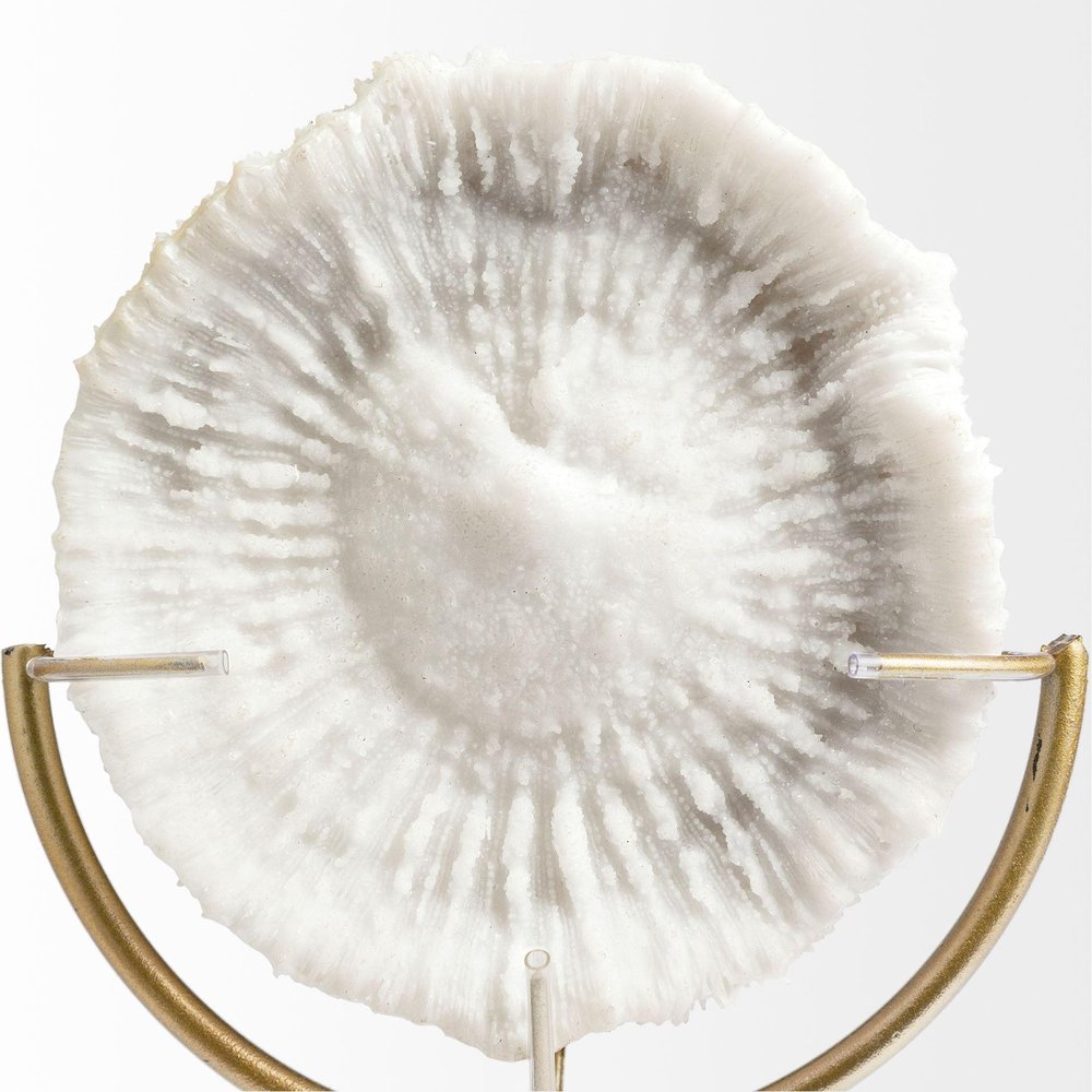 15" Gold and White Metal and Resin Tabletop Sculpture HomeRoots