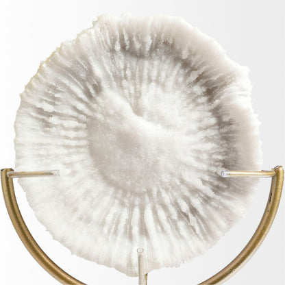 15" Gold and White Metal and Resin Tabletop Sculpture HomeRoots