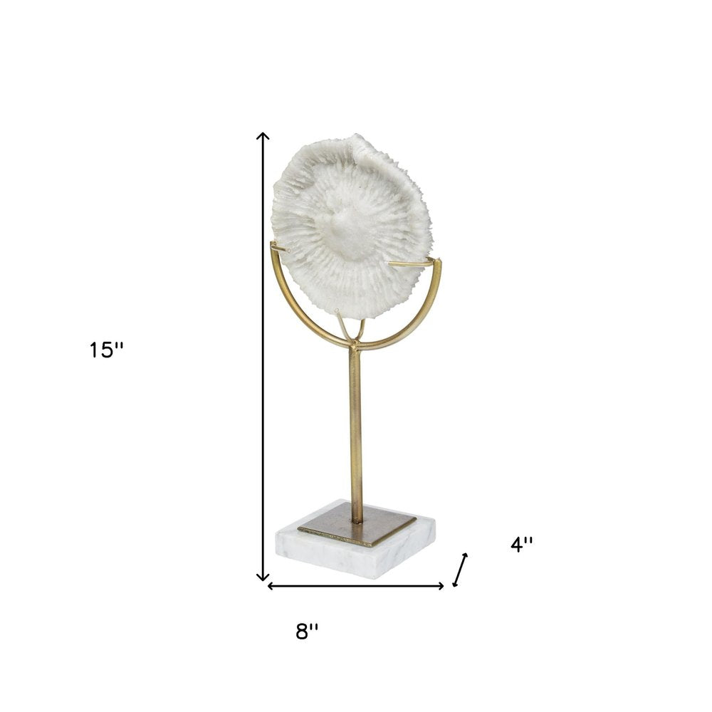 15" Gold and White Metal and Resin Tabletop Sculpture — view 3