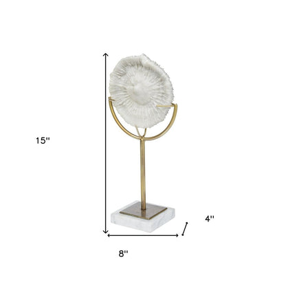 15" Gold and White Metal and Resin Tabletop Sculpture HomeRoots
