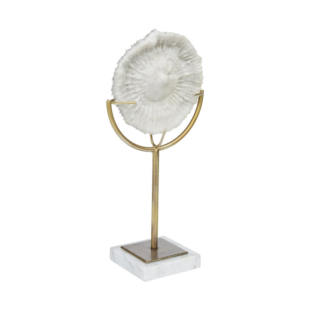 15" Gold and White Metal and Resin Tabletop Sculpture — view 5