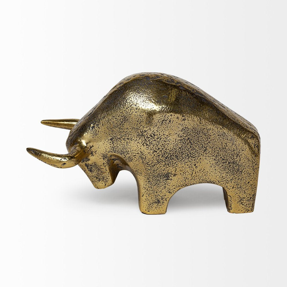 Gold Cast Aluminum Raging Bull Sculpture HomeRoots