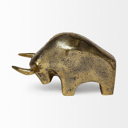 Gold Cast Aluminum Raging Bull Sculpture HomeRoots
