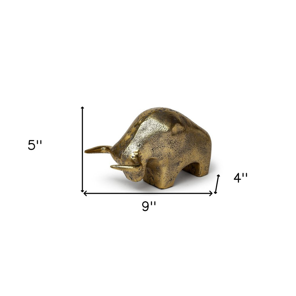 Gold Cast Aluminum Raging Bull Sculpture HomeRoots