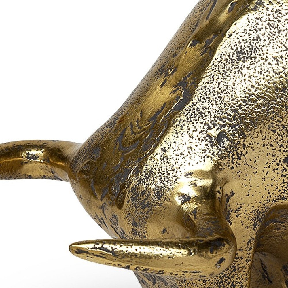 Gold Cast Aluminum Raging Bull Sculpture HomeRoots