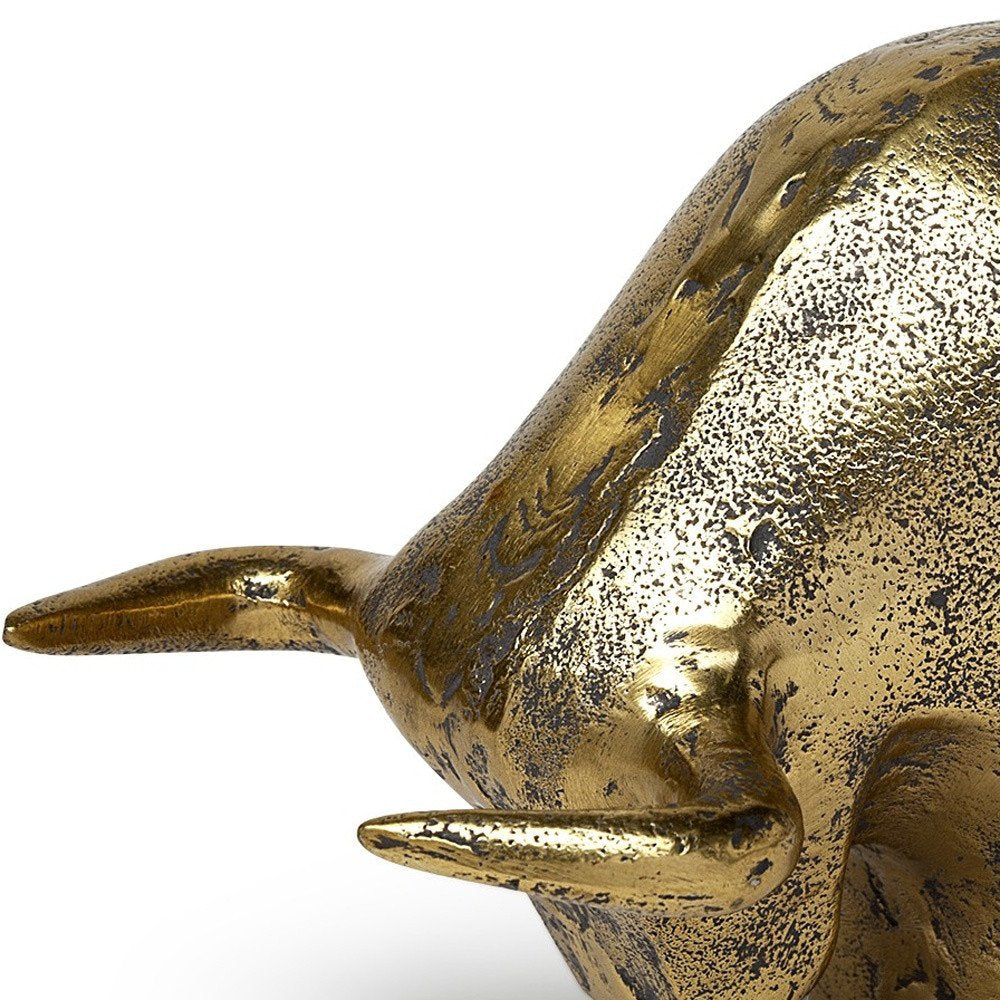Gold Cast Aluminum Raging Bull Sculpture HomeRoots