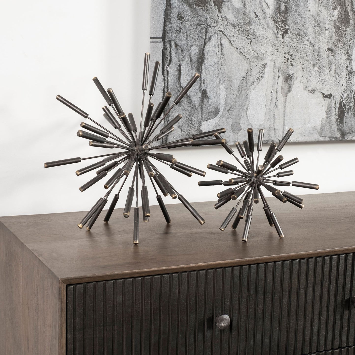 Petite Black Metal Spiked Sculpture