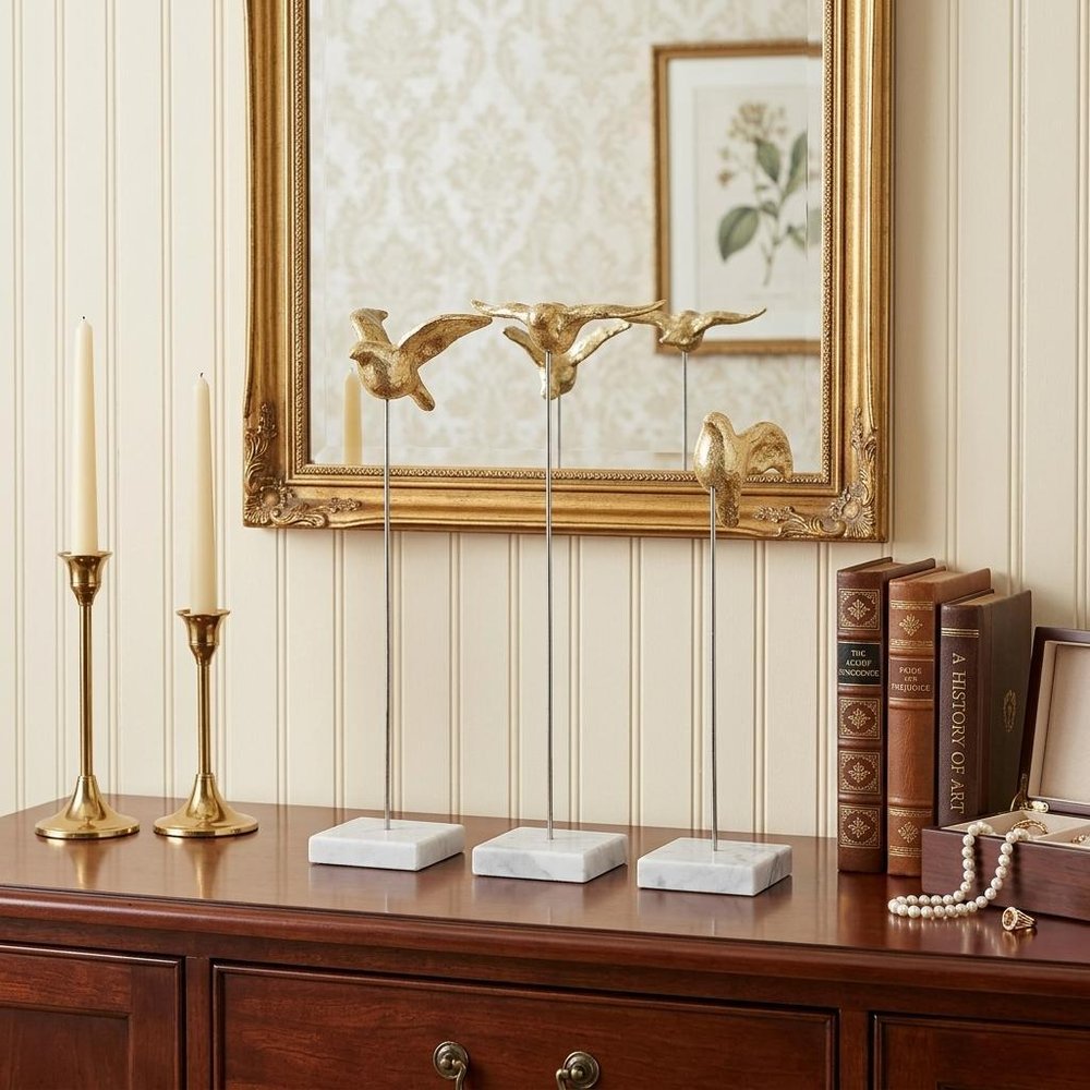 Set Of Three Gold Bird Sculptures HomeRoots