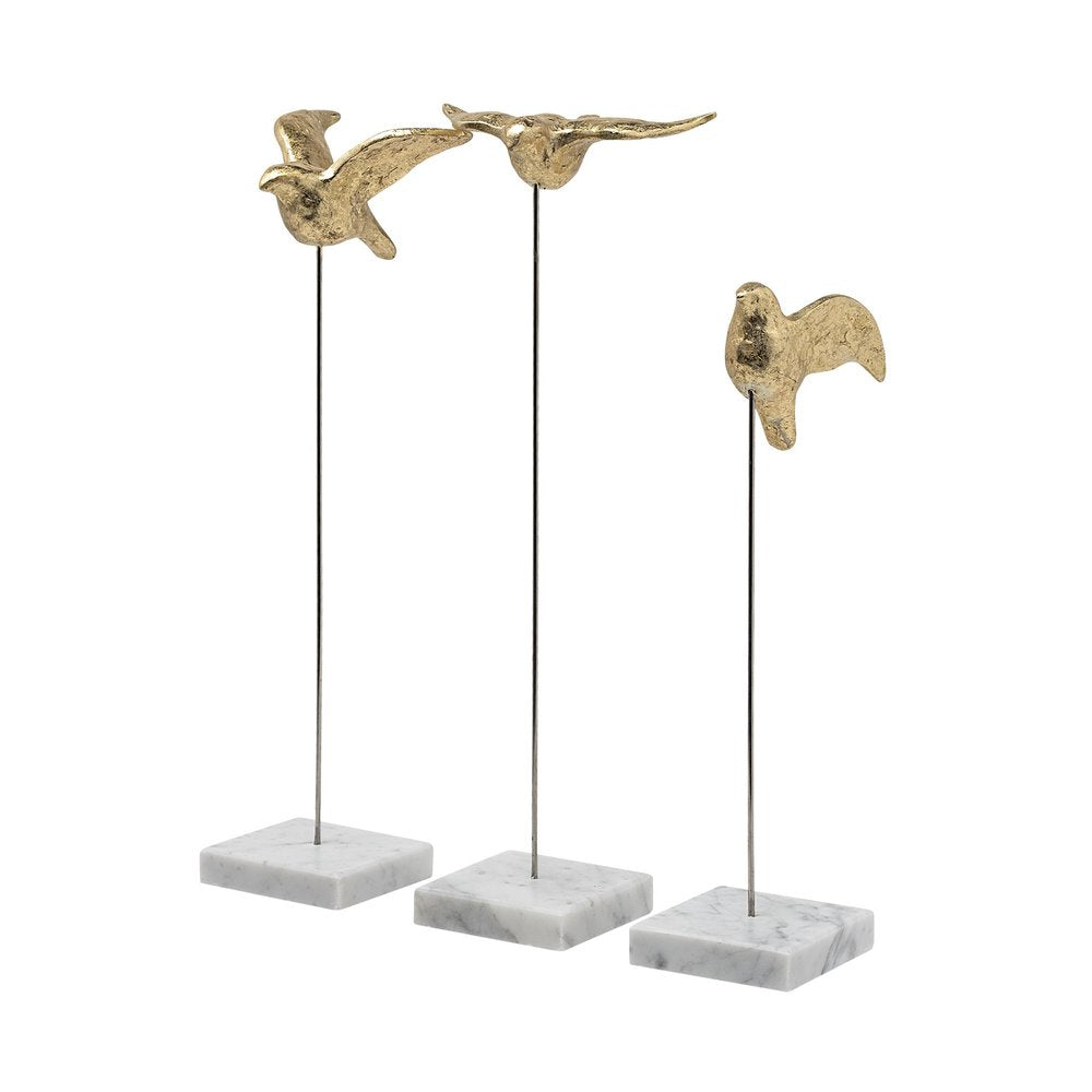 Set Of Three Gold Bird Sculptures HomeRoots