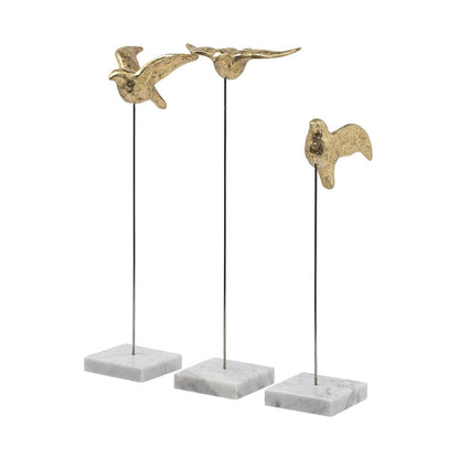 Set Of Three Gold Bird Sculptures HomeRoots