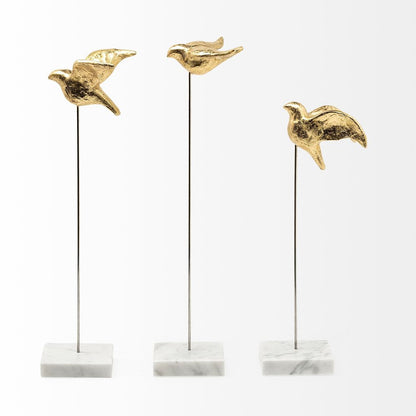 Set Of Three Gold Bird Sculptures HomeRoots