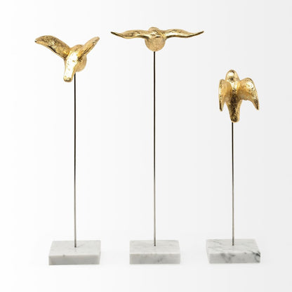 Set Of Three Gold Bird Sculptures HomeRoots