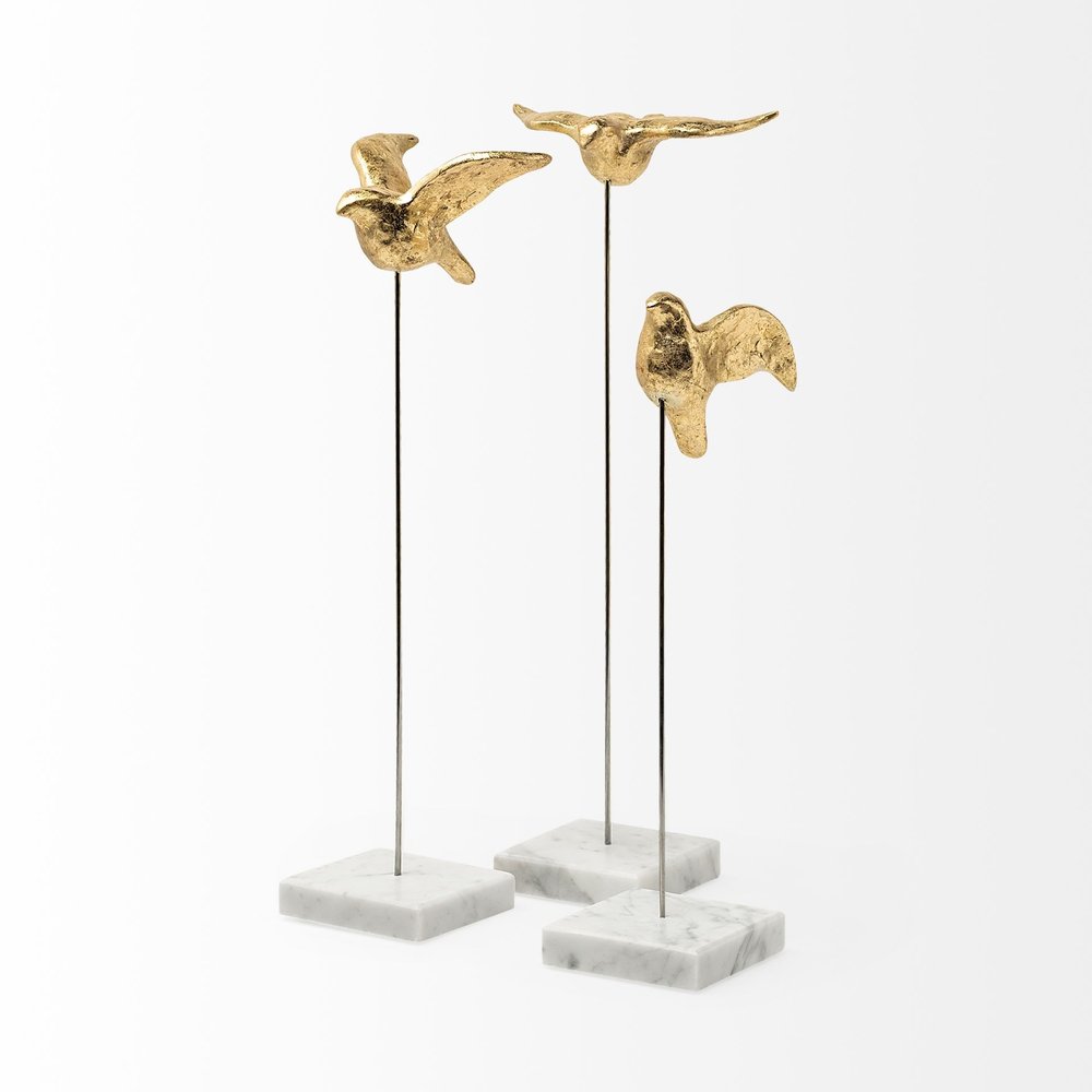 Set Of Three Gold Bird Sculptures HomeRoots