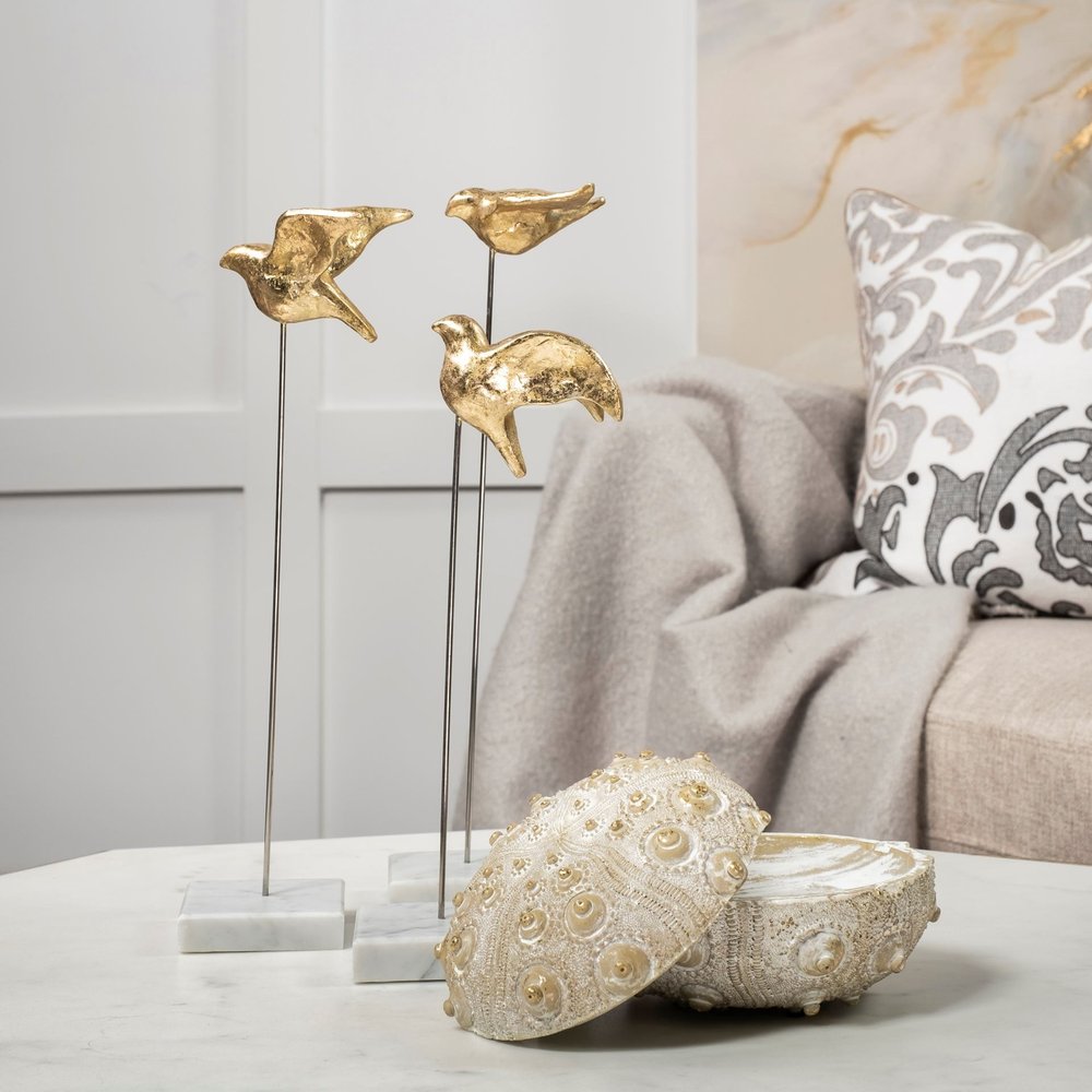 Set Of Three Gold Bird Sculptures HomeRoots