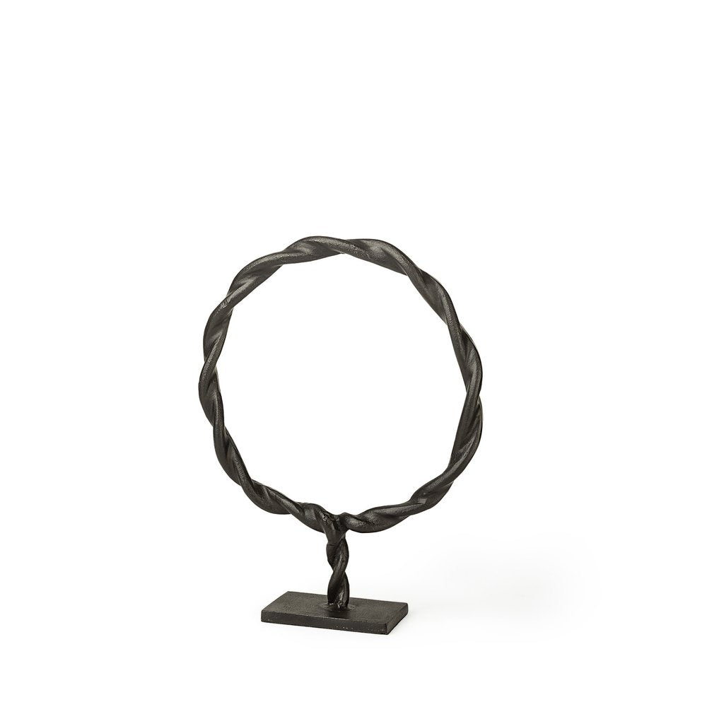 15" Black Metal Round Braided Tabletop Sculpture HomeRoots