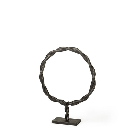 15" Black Metal Round Braided Tabletop Sculpture HomeRoots