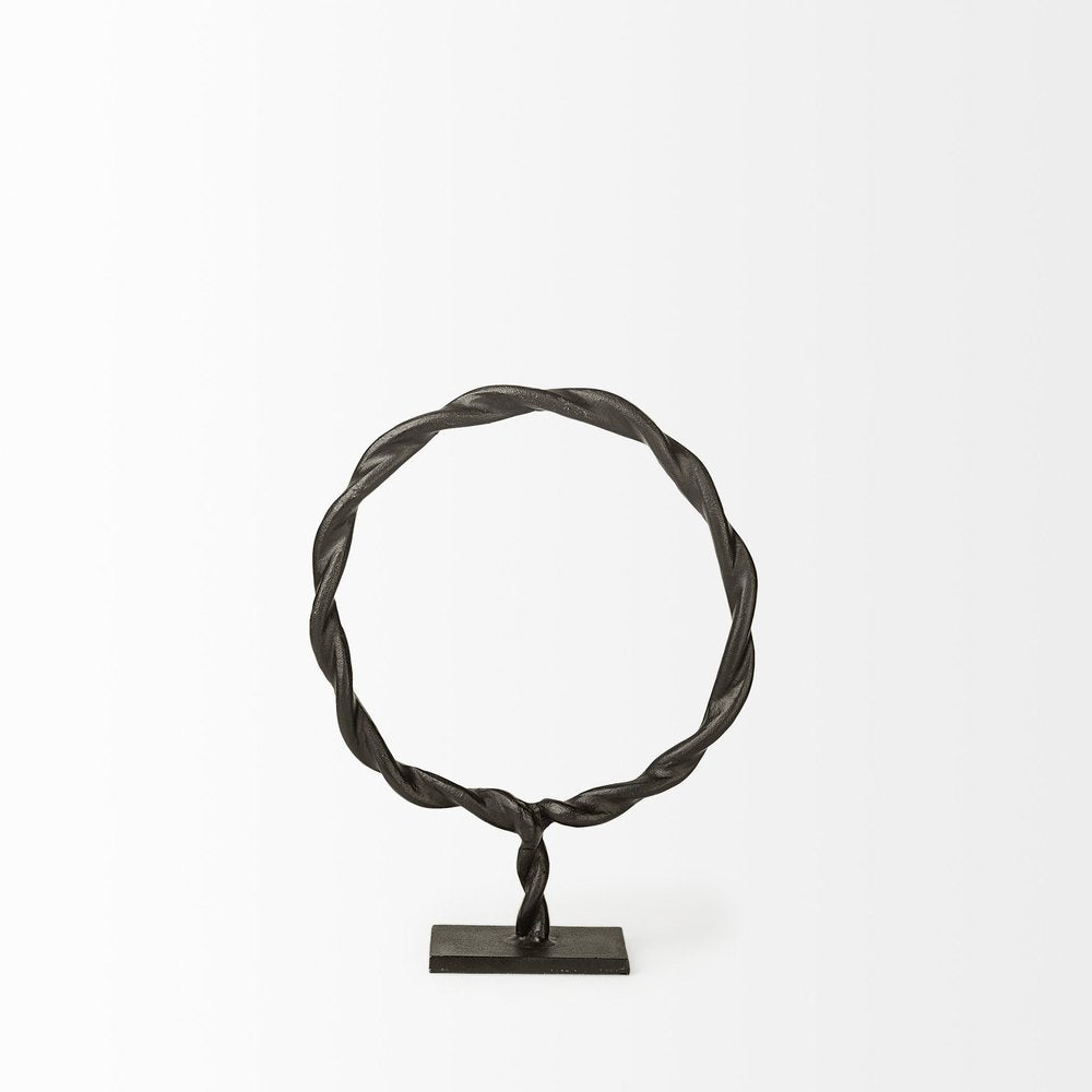 15" Black Metal Round Braided Tabletop Sculpture — view 2