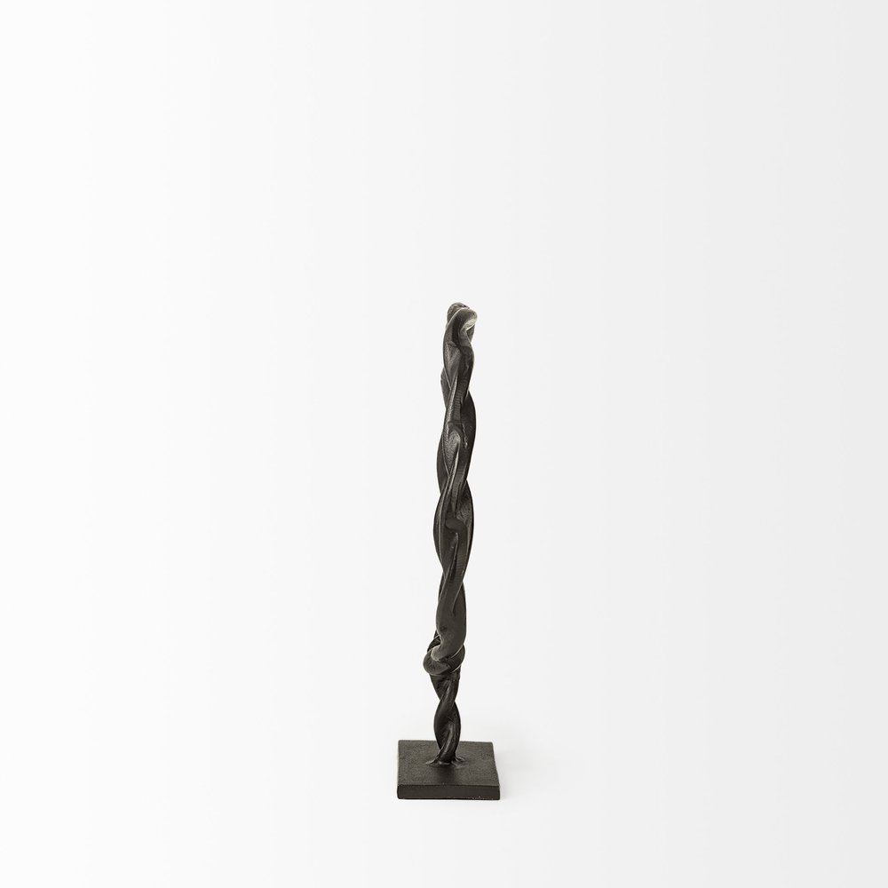 15" Black Metal Round Braided Tabletop Sculpture — view 3