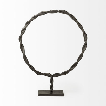 23" Black Metal Round Braided Tabletop Sculpture HomeRoots