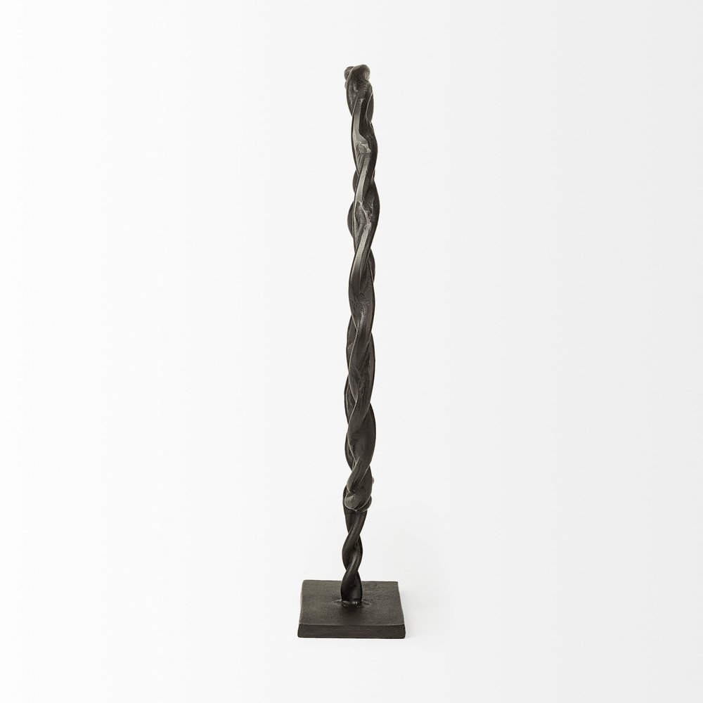 23" Black Metal Round Braided Tabletop Sculpture HomeRoots