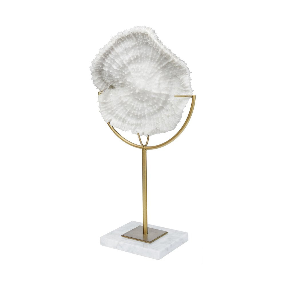 11" Antiqued Gold And White Metal And Resin Coastal Tabletop Sculpture HomeRoots