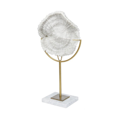 11" Antiqued Gold And White Metal And Resin Coastal Tabletop Sculpture HomeRoots