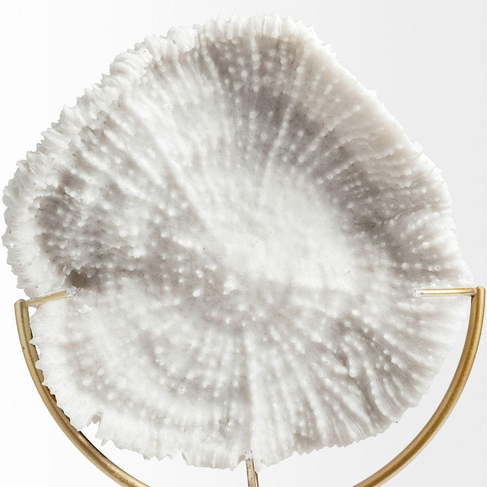 11" Antiqued Gold And White Metal And Resin Coastal Tabletop Sculpture HomeRoots
