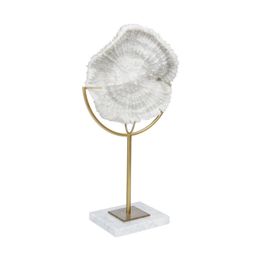 11" Antiqued Gold And White Metal And Resin Coastal Tabletop Sculpture HomeRoots